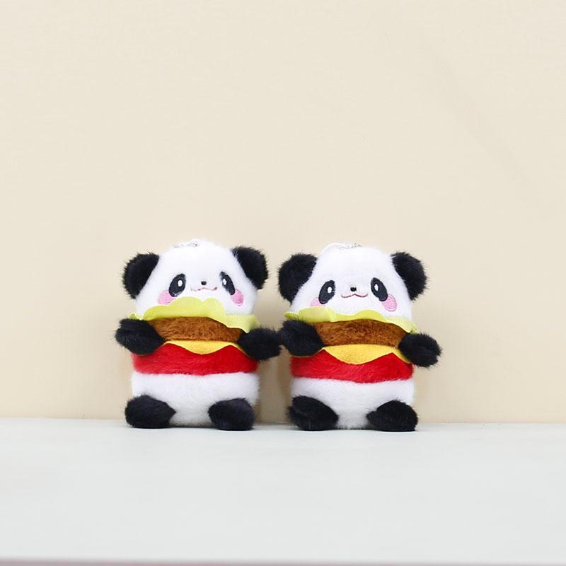 Panda Plush Hamburger Toy Keychain Stuffed Doll Pendant Bag Decoration Kids Gift