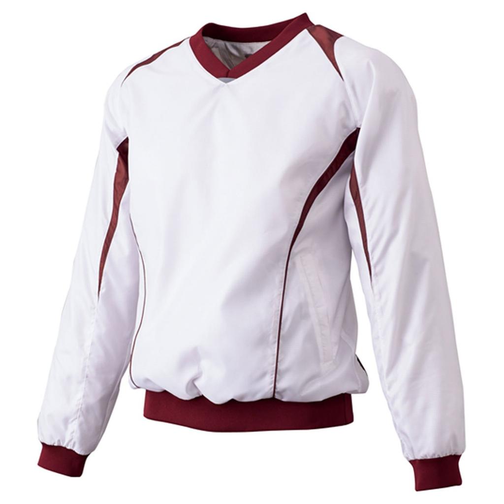 SSK Long Sleeve with Mesh White and Burgundy Size L Size Men's Heat-Retaining Pre-Jacket Shirt, V-Neck Lining, (1022), (Japan L)