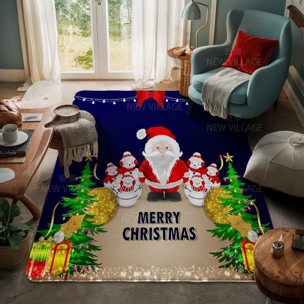 House Entrance Carpet Home Door Mat Living Room Bath Foot Bathroom Non-slip Water Absorption Rugs Bath Merry Christmas Winter