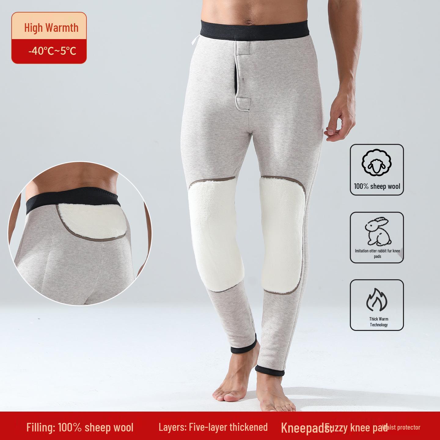 

Men s Plus Size High Waist Fleece-Lined Wool Pants - Extra Thick Winter Warmth for Middle-Aged & Elderly XL (55-70 kg)