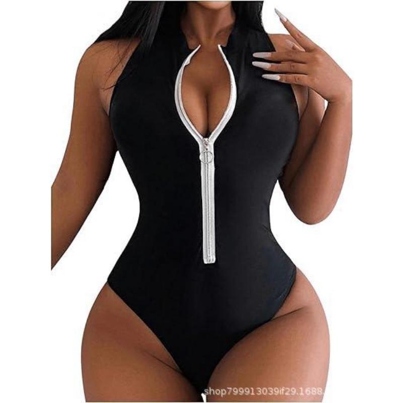 Women S One Piece Bikini Swimsuit Front Zipper Fashion Swimwear
