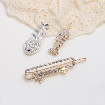 Girl Pin, Broken Hair Edge Clip, Alloy Rhinestone Hairpin, One-Word Clip, Personalized Design, Exquisite Side Hair Accessories