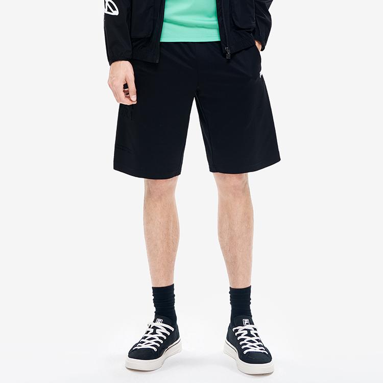 Fila Solid Color Letter Logo Casual Simple Sports Knit Five-Point Shorts Men Shorts Black F11M228607FBK