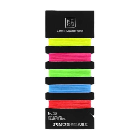 Olympus Embroidery Thread Set NEON No. 25 Embroidery Thread Set (3m each x 5 colors) COL. VIVID NE-C1