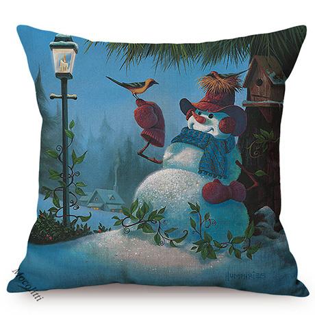 Spring Rural Landscape Pattern Sofa Decorative Cushion Cover Quiet Creek Florals Scenery Cotton Linen Throw Pillow Case Cojines
