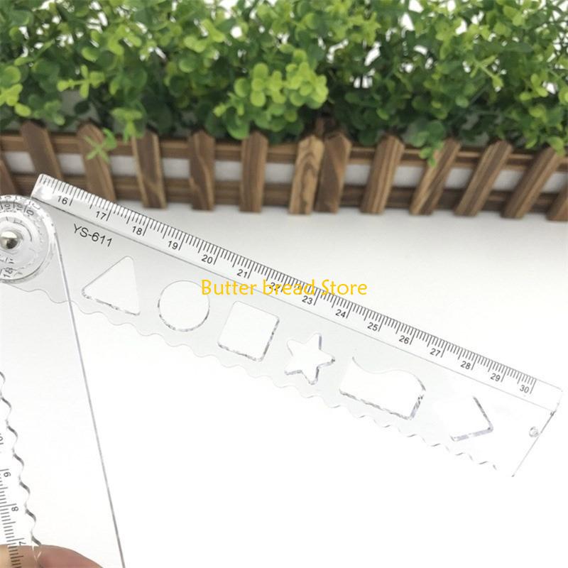 W89C Precisions Sliding Edgeds Paper Cutting Ruler Foldable Acrylic Transparent Design For Crafting Office School Use