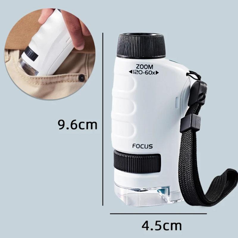

Pocket Microscope Kids Science Toy Kit 60-120x Educational Mini Handheld Microscope with LED Light Outdoor Children Toy