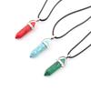 Synthetic Turquoise & Peacock Red Stone Double-Point Hexagon Pendant Necklace