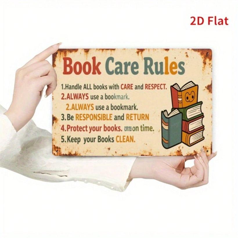 

**Metal Wall Art Vintage Library Rules Sign for Cafe Bar Decoration** **Keywords:** Metal Poster, Vintage Sign, Wall Decor, Cafe Interior, Tin Sign