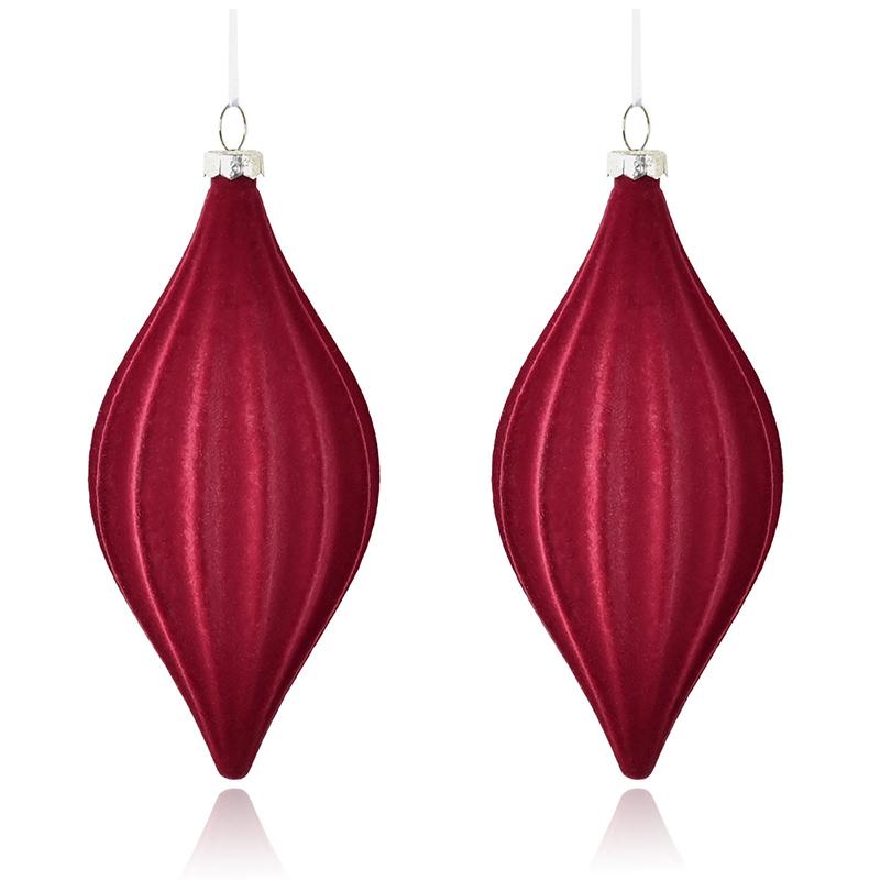Velvet Flocked Plastic Cone Ornaments - Christmas Tree Decorations For Store Displays