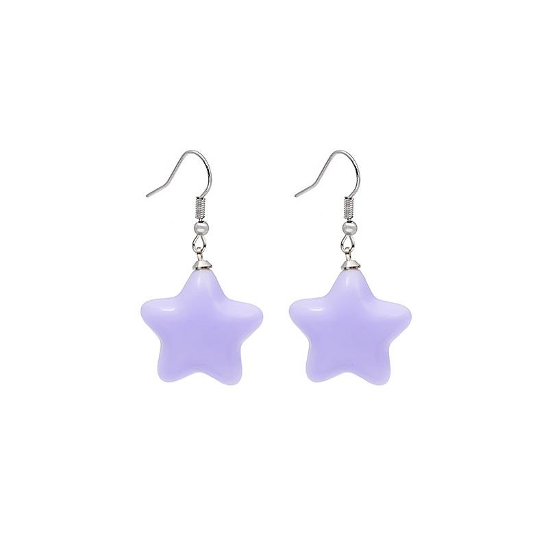 

Korean Stereo Cartoon Candy Color Resin Star Dangle Earrings for Women Students Cute Creative Earrings Jewellery Accessory Gifts фіолетовий