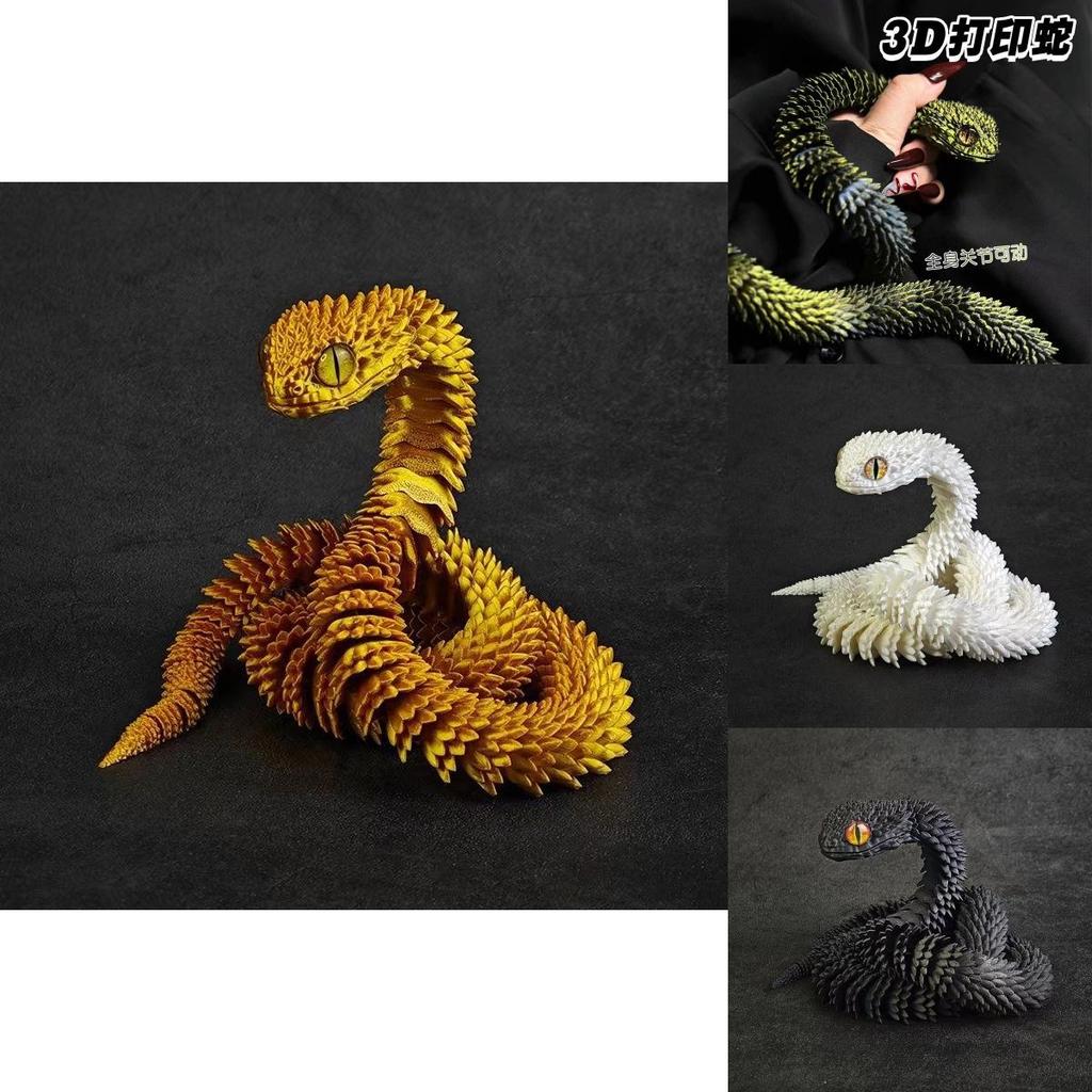 Stunning 3d Printed Snake Figurine With Articulated Joints And Lifelike Eyes For Unique Decor