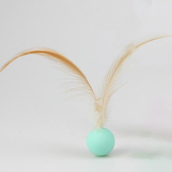 

Новый эластичный мяч для домашних животных, игрушка для укуса кошки с высоким отскоком и интерактивным мячом для домашних животных с перьями, игрушечный мяч зелёный