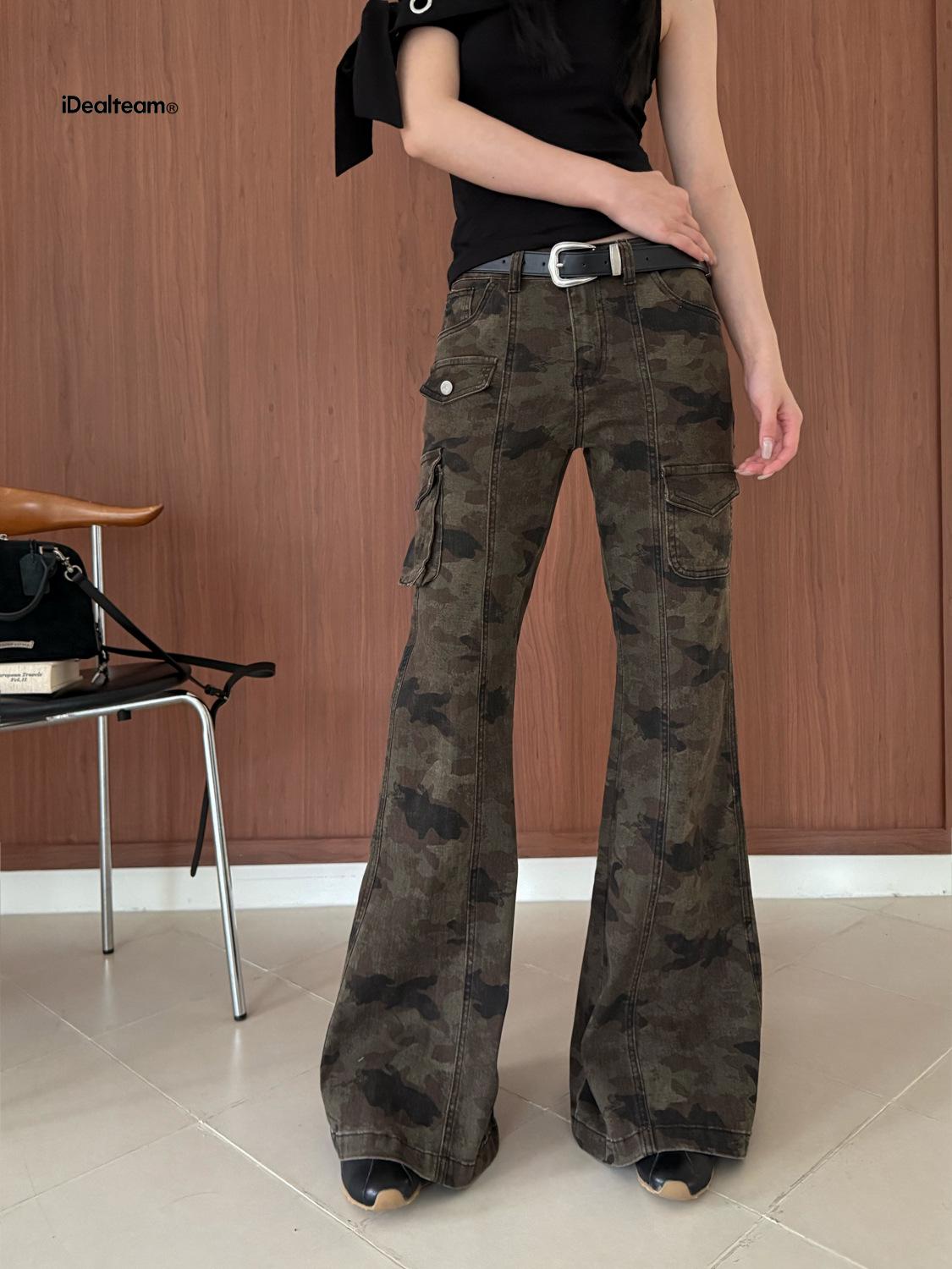 

INSS Thirteenth Street Camouflage Slimming Micro Flare Casual Pants for Women, 2026 Spring/Summer Style Large