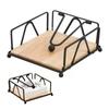Wooden Base Flat Napkin Holder Metal Serviette Holder Reusable Tissue Organizer  Restaurant