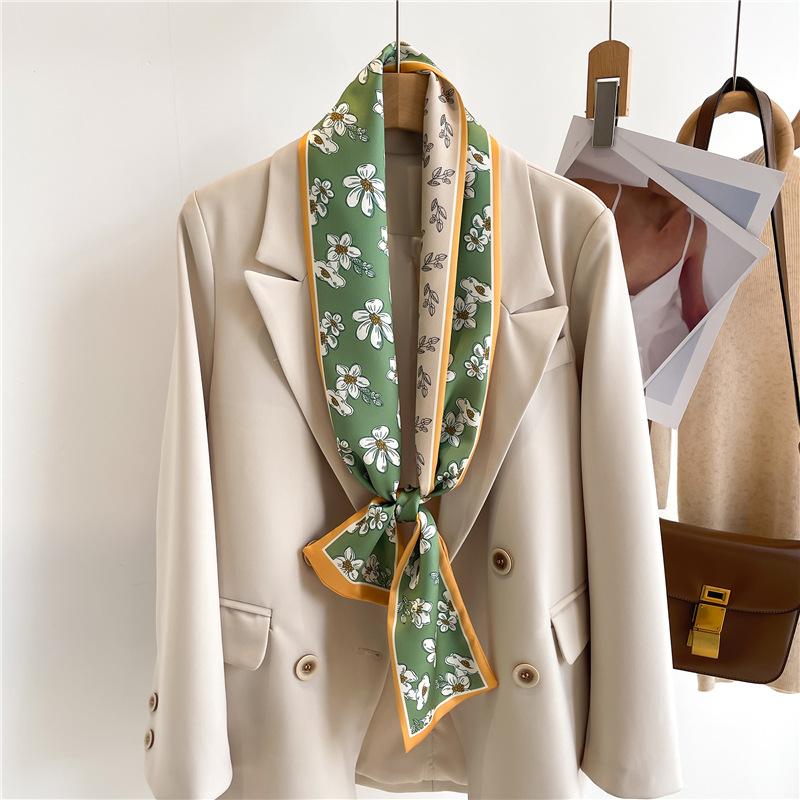 

145X12cm Long Ribbon Tie Neck Bag Decorative Women High Quality Fashion Silk Scarf Luxury Brand Headband Female Hair Band Hijab 145X12cm