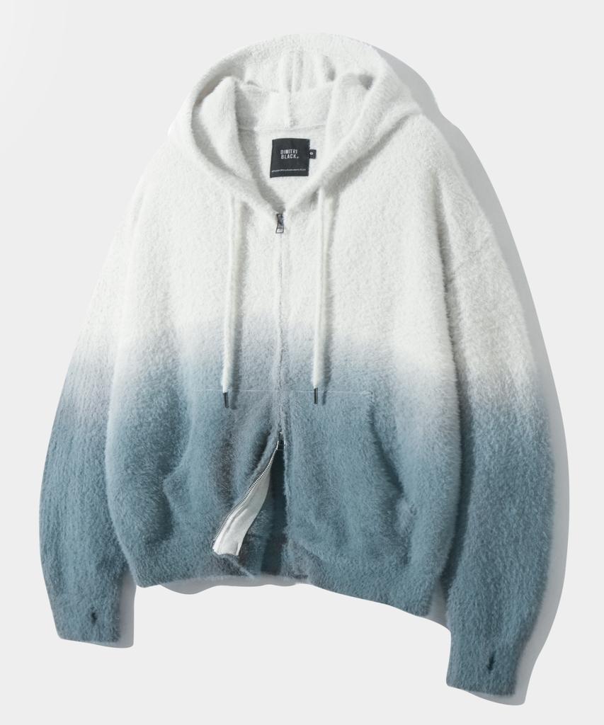 Dimiteulibeullaeg 2Way Essential Gradient Hairy Zip-Up Hoodie_Blue Ivory