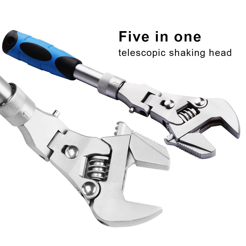 10 Inch Adjustable Wrench Torque Ratchet Wrench 180 Degree Folding Spanner Hand Tools for Plumbing Auto Repair Home Maintenance