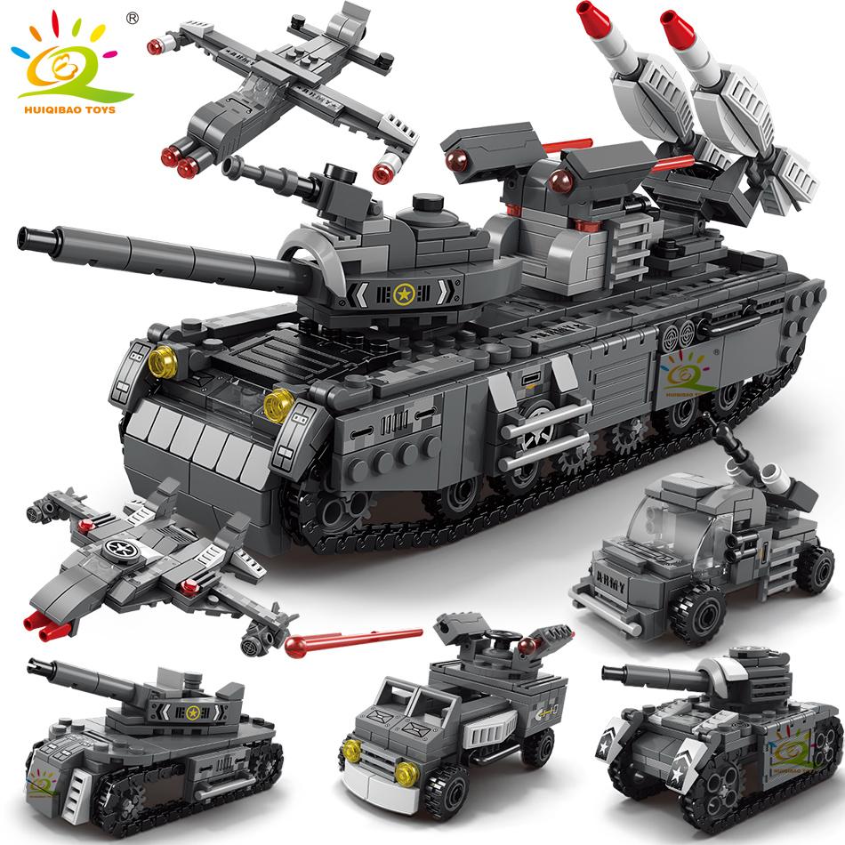 Non-Toxic Ww2 Military Tank 648Pcs 6In1 Building Blocks Set Truck Plane Army Bricks City Construction Toy For Children Kids Game