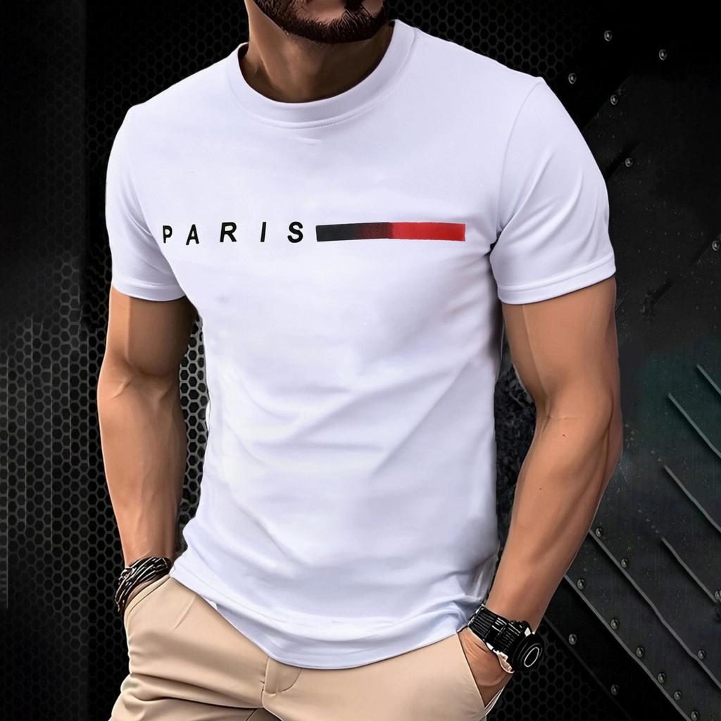 Mens Casual Round Neck Tshirt with Cross Design Summer Top Daily Tshirt Minimalist Style Tshirt Comfortable Fit
