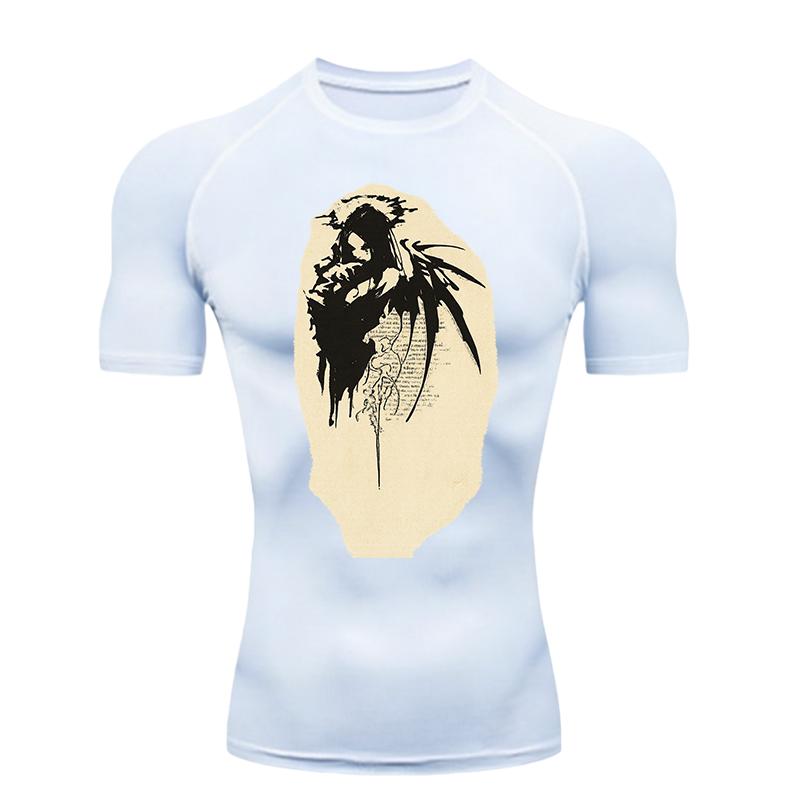 Dämonen-Print Herren Sport-T-Shirt Training Fitness Kompression Herren Trainings-T-Shirt Synthetisches Herren-T-Shirt Pilates