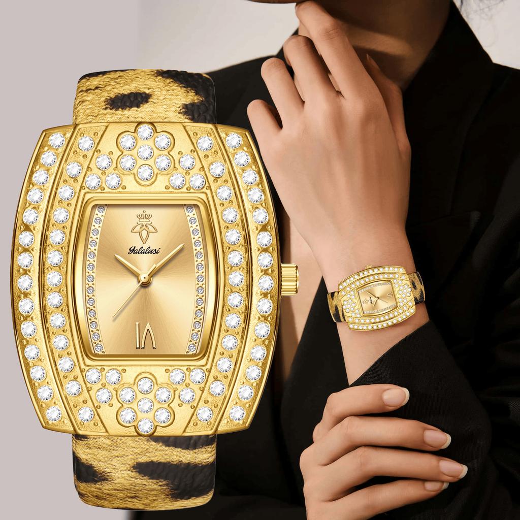 Temperament Women'S Watch Full Of Diamonds, Personalized Light Luxury Square Quartz Watch, Retro Watch