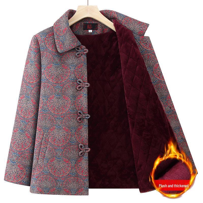 Stylish Grandma's Winter Cotton Jacket: New Padded Outerwear for Middle-Aged & Elderly, Plus Velvet for Extra Warmth