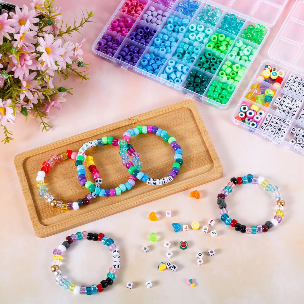 Rainbow Color Clay Pony Beads Bracelet Making Kit Jewelry Making Letter Beads Accessories Kit DIY Jewelry Art Handmade Supplies