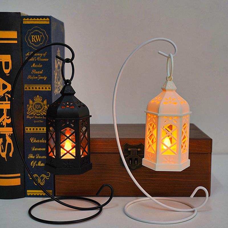 Retro Desktop Lamp - Halloween Ambient Decor & Creative Gift Hexagonal Led Wind Lamp Candle Lamp Portable Pony Lamp