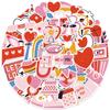 Valentine's Day 50-Piece LOVE Graffiti Stickers - Waterproof Cartoon Decorations for Luggage and Rooms