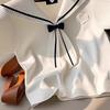 2025 Summer Milk White Knit Sailor Collar Bow Vest - Korean Style Women's Tank Top