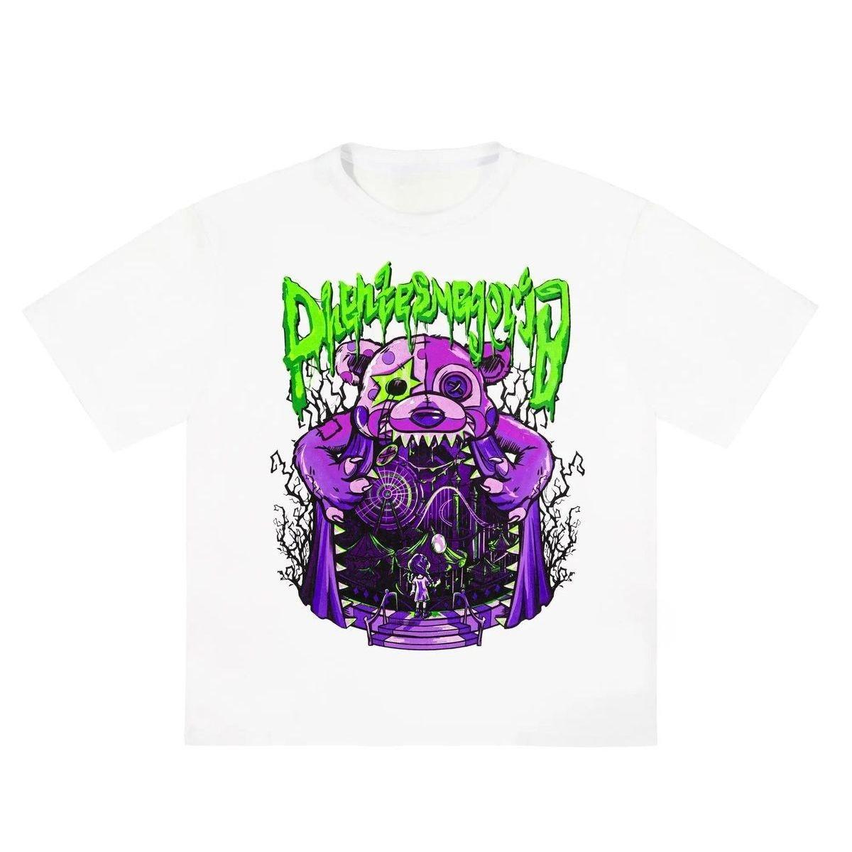 

Playground Print Pattern White Tshirt for Both Men and Women Y2K Pattern Shortsleeved Roundneck Top Suitable for Instagram S