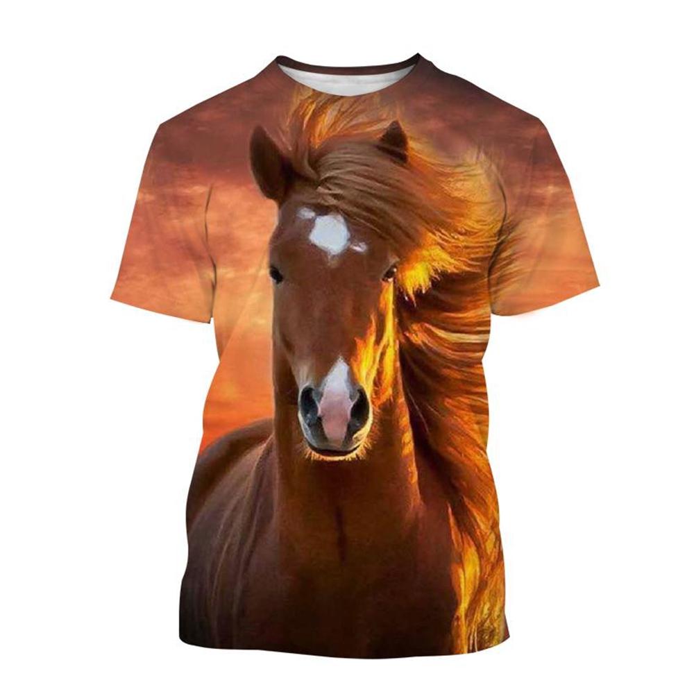 Summer Hot-Selling Fashion Animal Horse 3D Print Men's T-Shirt Casual Harajuku Style Comfortable Short Sleeve Top