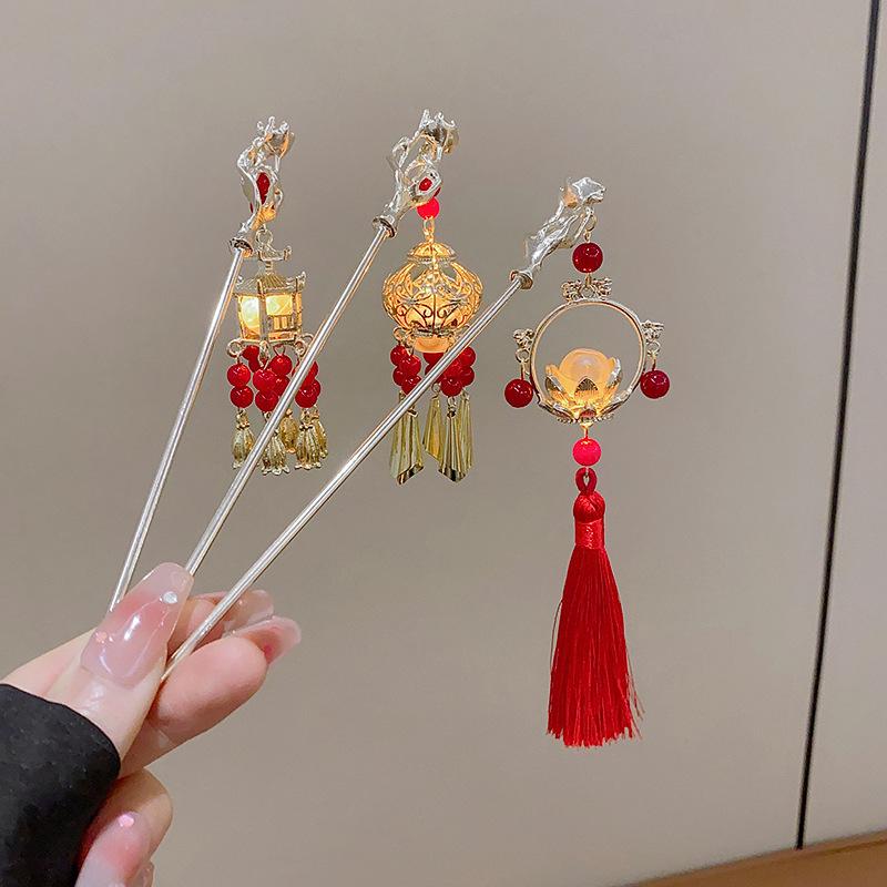 Antique Tassel Hairpin Women's New Chinese Disc Hair Pearl Hairpin Modern Cheongsam Hairpin Headdress