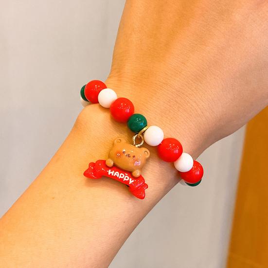 5Pcs/Set Christmas Bracelet Earrings Kit Handmade Kids Colorful Beads Bracelet Santa Claus Reindeer Tree Charm Jewelry Holiday Gift