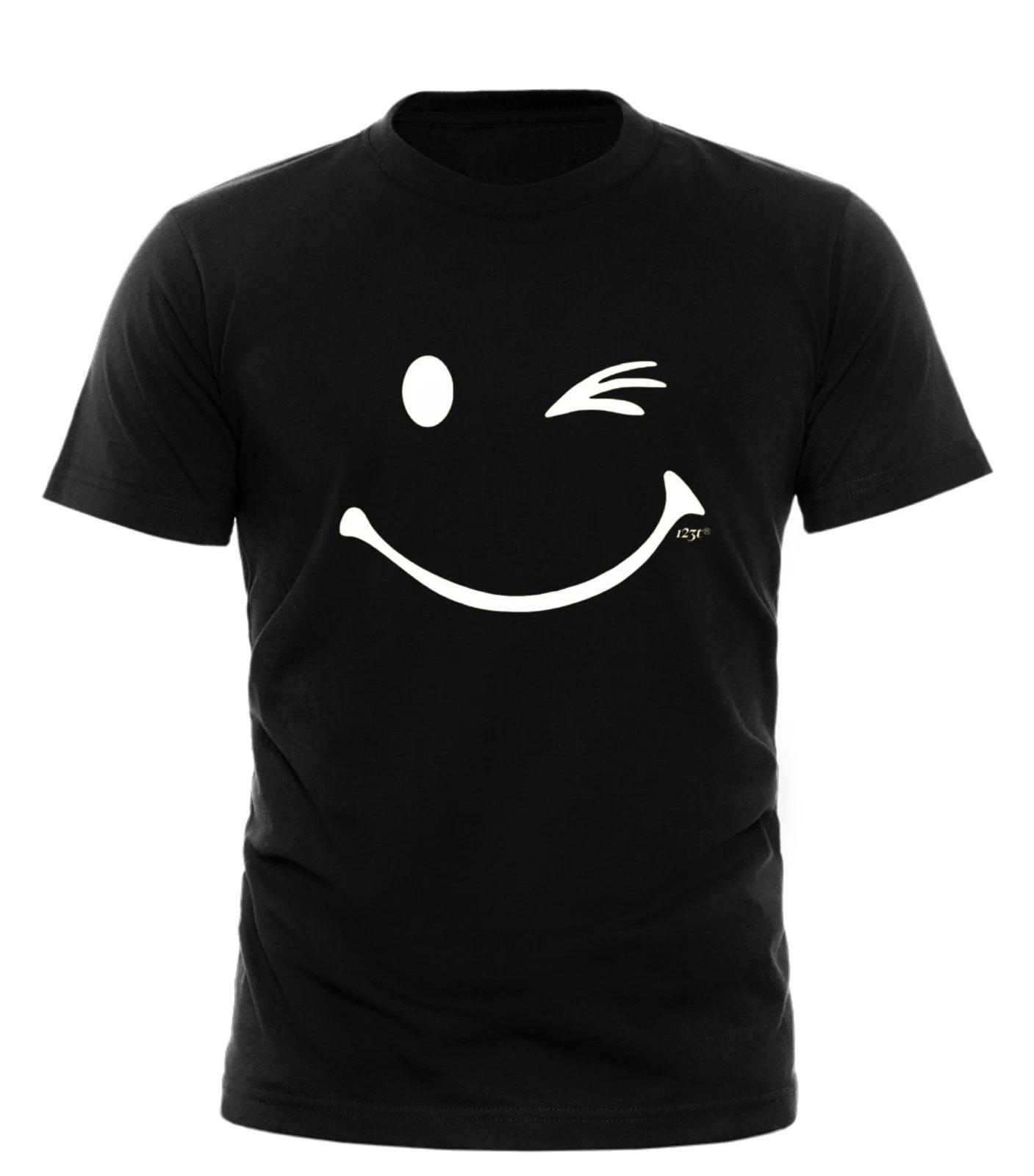

Футболка с забавным рисунком Smile Wink для мужчин, подарок, все размеры, черная и синяя. XL