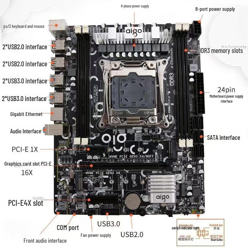 X99D3M4 LGA2011-3 Motherboard: Supports DDR3 Quad-Channel Memory, Compatible with E5-2678 V3.