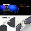 VIVIBEE Oversized Pilot Flip Up Clip On Sunglasses Polarized Men Driving Alloy Frame Big Size Women Aviation Glasses Clips