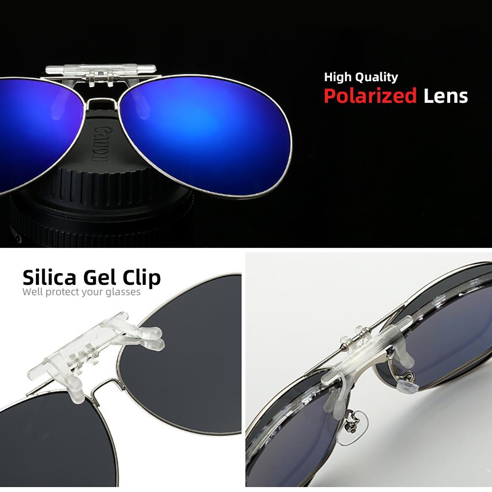 VIVIBEE Oversized Pilot Flip Up Clip On Sunglasses Polarized Men Driving Alloy Frame Big Size Women Aviation Glasses Clips