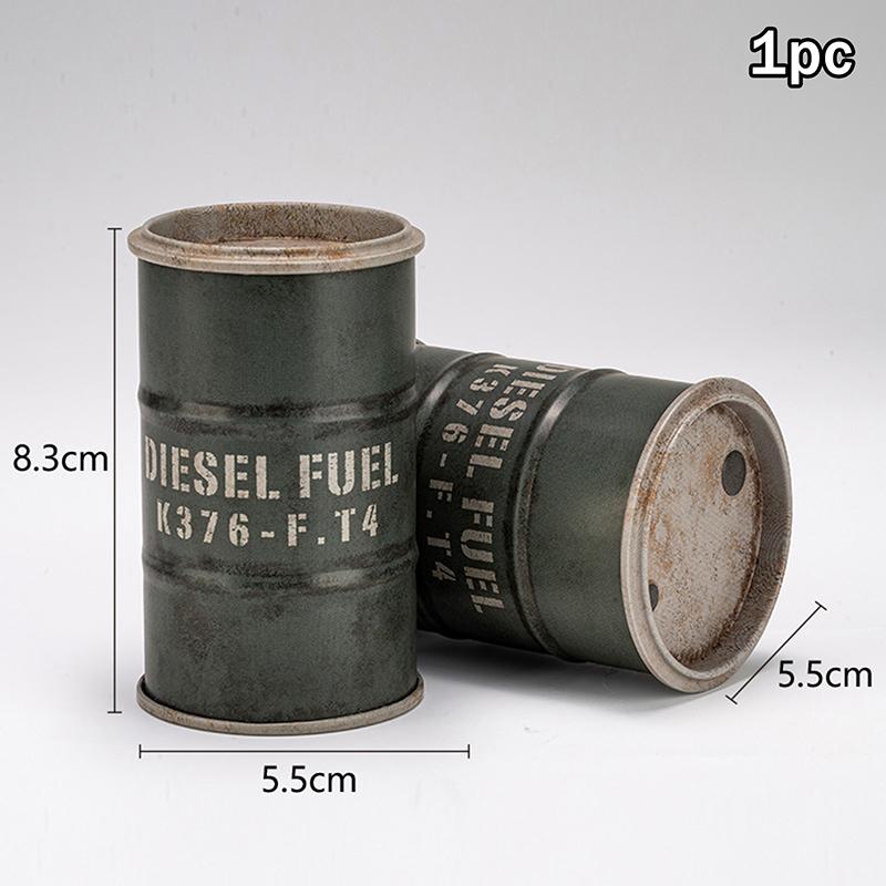 Creative Miniature Oil Drum Model Desktop Scene Iron Sheet Storage Mini Toy Trendy Plaything Desk Decoration Stationery Gift