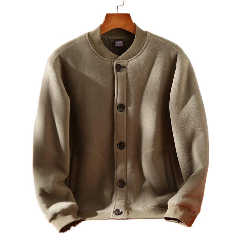 Men s American Retro Fleece-Lined Flight Baseball Jacket M 105-125 jin армия зеленый
