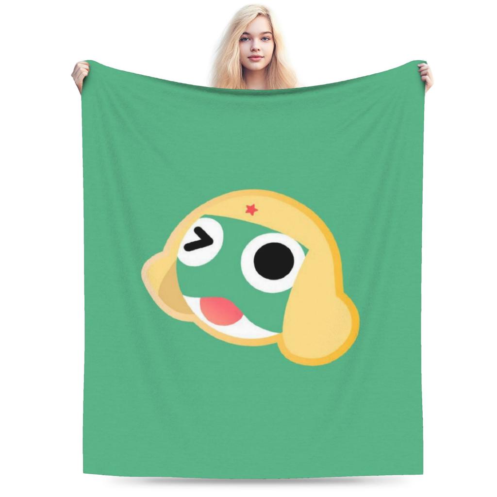 Super Soft Keroro Frog Cartoon Throw Blanket Premium Fleece Flannel Lightweight Bed Blanket Super Cozy Blankets All Season Use