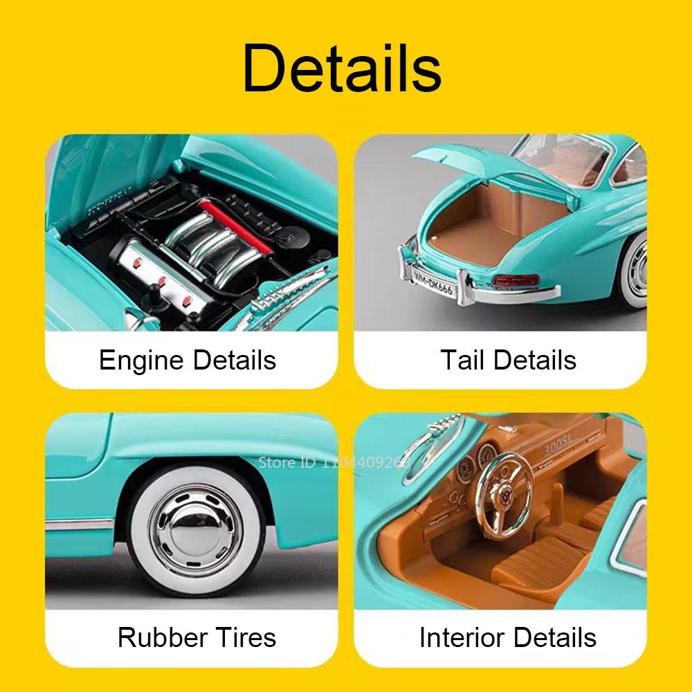 1:22 300SL SL63 Model Toy Super Car Light Sound Pull Back Doors Opened Shock Absorption Sports Cars Models Ornaments Gifts