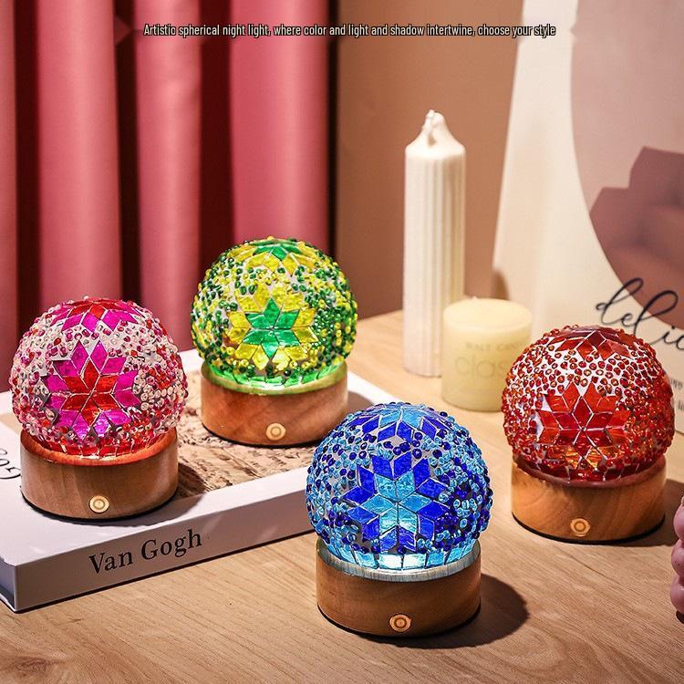 Bohemian LED Night Light - USB Rechargeable Moroccan Glass Lamp