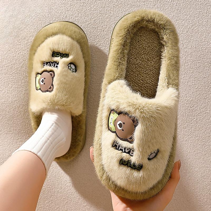 New Style Slippers Bag and Indoor Home Thick-soled Warm and Cute Plush Cotton Shoes for Women