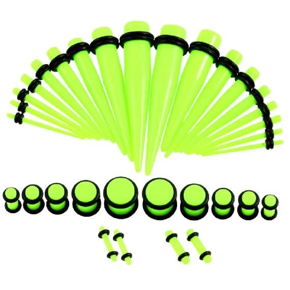 36pcs/lot Acrylic Ear Gauge Taper and Plug Stretching Kits Mixed Color Ear Flesh Tunnel Expansion Body Piercing Jewelry 14G-00G