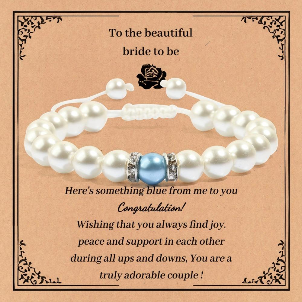 

Diamond Ring Pearl Bracelet Bungee Rope Diamond Loop Spacer Bridal Gift Shell Bead Bracelet Women s Blue Pearl Bracelet