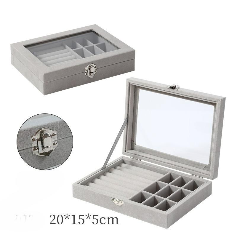 Premium Large Capacity Jewelry Box Flannel Jewelry Box Ring Necklace Jewelry Earrings Storage Box