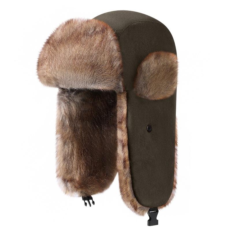 Suede Lei Feng Hat, Northeast Wind and Snow Ear Protection Hat, Winter Thickened Warm Lei Feng Hat Fashion Cashmere Hat