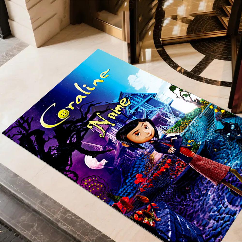 Coraline's Journey Personalized Text Carpet Design for Outdoor Kitchen Hallway Bedrooms Anti-slip Rug Office home decor Spiritual Gift